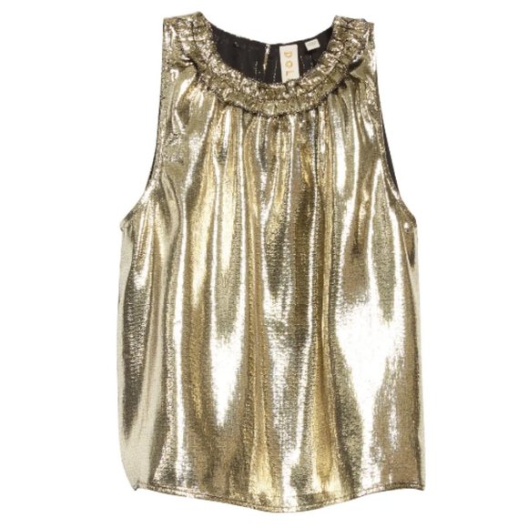 Dolan Gold Prasong Silk High Neck Ruffle Tank - Picture 13 of 16